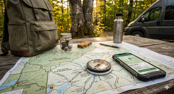 Boussole - map - sac a dos en camping - Le spot local SDF