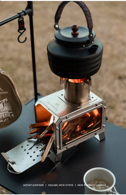 Poêle à bois portable carré en inox – MOUNTAINHIKER
