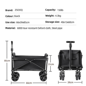 Chariot pliable de camping et plage – 4 roues