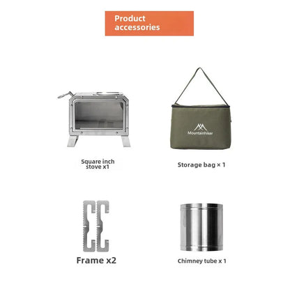 Poêle à bois portable carré en inox – MOUNTAINHIKER