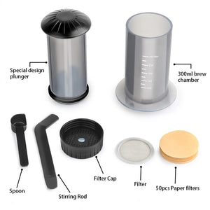 Cafetière portable espresso et French press avec filtres