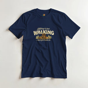 T-shirt Unisexe « Hiking / Walking » marine – Pour les réalistes du plein air - Sans destination fixe