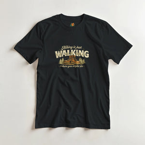 T-shirt Unisexe « Hiking / Walking » noir – Pour les réalistes du plein air - Sans destination fixe
