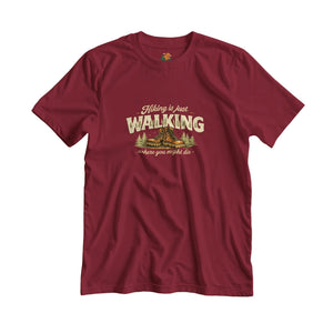 T-shirt Unisexe « Hiking / Walking » rouge – Pour les réalistes du plein air - Sans destination fixe