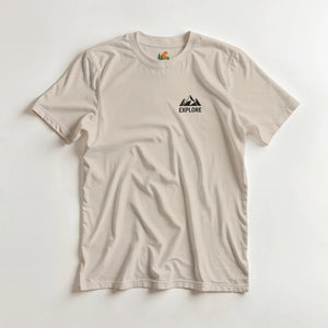 T-shirt montagne Explore beige - Plein air, camping - Sans destination fixe