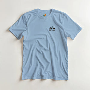 T-shirt montagne Explore bleu - Plein air, camping - Sans destination fixe