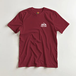 T-shirt montagne Explore rouge - Plein air, camping - Sans destination fixe