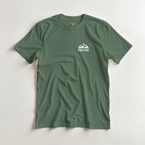 T-shirt montagne Explore vert - Plein air, camping - Sans destination fixe