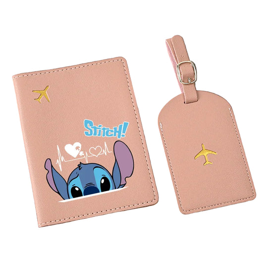 Étui passeport + étiquette bagage « Stitch » – kit voyage MINISO