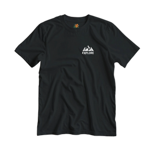 T-shirt montagne Explore noir - Plein air - camping au Québec - Sans destination fixe