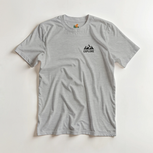 T-shirt montagne Explore gris - Plein air, camping - Sans destination fixe