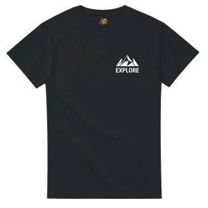 T-shirt montagne Explore noir logo blanc - Plein air, camping - Sans destination fixe